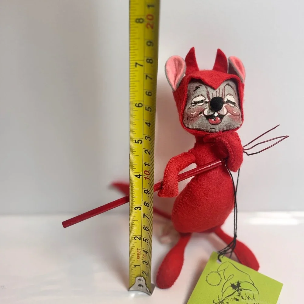 Vintage Annalee Dolls Red‎ Devil Mouse with Pitchfork Halloween 1965 1976 7